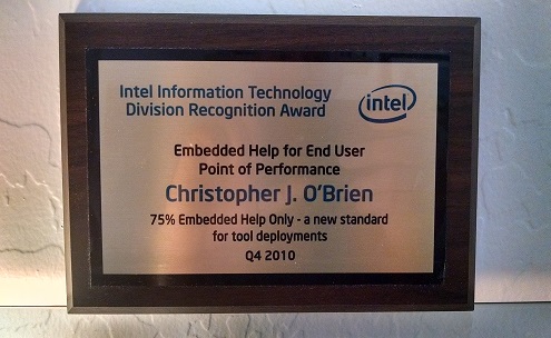 Image of the October 2010 Division Recognition Award (DRA)